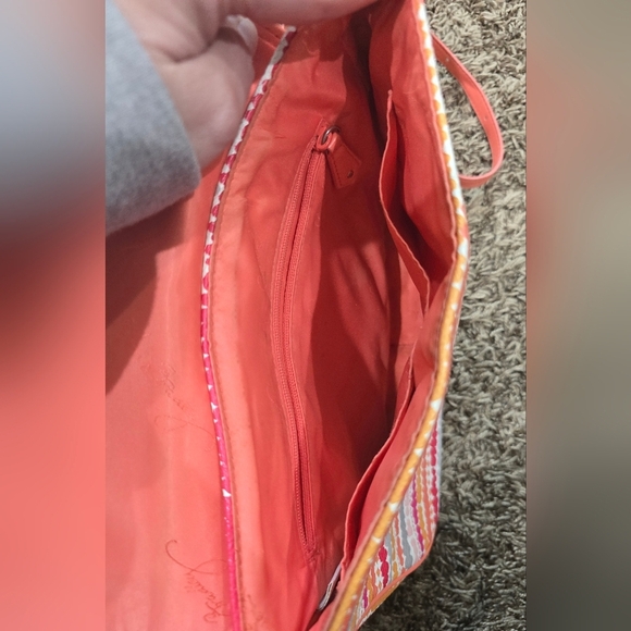 Vera Bradley Flap Crossbody Purse Confetti Stripe Faux Leather - Picture 5 of 8